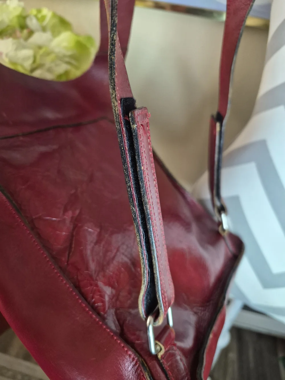Vintage Stone Ridge Women's Red Leather Adjustable Backpack